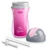 imageChicco Double Wall Insulated FlipTop Sippy Cup with Silicone Straw and SpillFree Lid 9oz TopRack Dishwasher Safe  Easy to Hold with Ergonomic Indents  Blue DiscoverTeal 2pk  12 monthDream PinkPurple