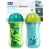 imageChicco DoubleWall Insulated Sippy Cup with BiteProof Rim Spout and SpillFree Lid 9oz  TopRack Dishwasher Safe  Easy to Hold Ergonomic Indents  GreenTeal Ombre 2pk  12 monthsTeal  Green