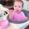 imageChicco Easy Start Silicone Feeding Set  Dishes for BabyLed Weaning  Suction Bowl  Adjustable Silicone Bib  Soft Silicone Spoon  BPAFree  3 Piece Set  6m  TealPink