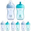 imageChicco Sport Spout Trainer with SemiFirm BiteResistant Spout and SpillFree Lid 9oz  TopRack Dishwasher Safe  Easy to Hold with Ergonomic Indents  Pale BlueTeal 2pk  9 monthsPale BlueTeal