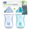 imageChicco Sport Spout Trainer with SemiFirm BiteResistant Spout and SpillFree Lid 9oz  TopRack Dishwasher Safe  Easy to Hold with Ergonomic Indents  Pale BlueTeal 2pk  9 monthsPale BlueTeal