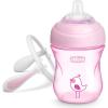 imageChicco Transition Sippy Cup with Silicone Spout and SpillFree Lid 7oz Calibration Markings  Removable Handles  TopRack Dishwasher Safe  Easy to Hold with Ergonomic Indents  Pink 4 monthsPink