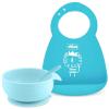 imageChicco Easy Start Silicone Feeding Set  Dishes for BabyLed Weaning  Suction Bowl  Adjustable Silicone Bib  Soft Silicone Spoon  BPAFree  3 Piece Set  6m  TealTeal