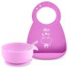 imageChicco Easy Start Silicone Feeding Set  Dishes for BabyLed Weaning  Suction Bowl  Adjustable Silicone Bib  Soft Silicone Spoon  BPAFree  3 Piece Set  6m  TealPink