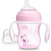 imageChicco Transition Sippy Cup with Silicone Spout and SpillFree Lid 7oz Calibration Markings  Removable Handles  TopRack Dishwasher Safe  Easy to Hold with Ergonomic Indents  Pink 4 monthsPink