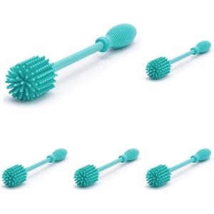 imageChicco 95 Silicone Bottle Brush with FoodGrade Silicone Bristles  Dishwasher ampamp Sterilizer Safe  NonSlip Comfort Grip Handle  Hangs for Drying ampamp Storage  Teal1 Count Pack of 5