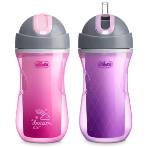 imageChicco Double Wall Insulated FlipTop Sippy Cup with Silicone Straw and SpillFree Lid 9oz TopRack Dishwasher Safe  Easy to Hold with Ergonomic Indents  Blue DiscoverTeal 2pk  12 monthDream PinkPurple