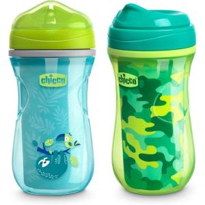 imageChicco DoubleWall Insulated Sippy Cup with BiteProof Rim Spout and SpillFree Lid 9oz  TopRack Dishwasher Safe  Easy to Hold Ergonomic Indents  GreenTeal Ombre 2pk  12 monthsTeal  Green