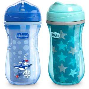 imageChicco DoubleWall Insulated Sippy Cup with BiteProof Rim Spout and SpillFree Lid 9oz  TopRack Dishwasher Safe  Easy to Hold Ergonomic Indents  GreenTeal Ombre 2pk  12 monthsBlue  Teal