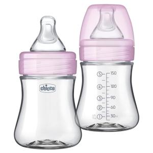 imageChicco Duo 5oz Hybrid Baby Bottle with InvinciGlass Inside and Plastic Outside  Dishwasher Bottle Warmer and Electric Sterilizer Safe  IntuiLatch Nipple  ClearGrey 2pkPink