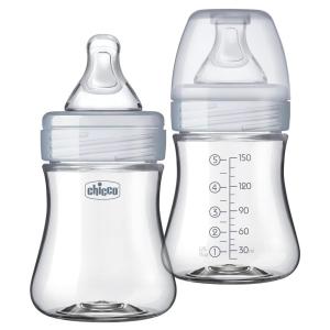 imageChicco Duo 5oz Hybrid Baby Bottle with InvinciGlass Inside and Plastic Outside  Dishwasher Bottle Warmer and Electric Sterilizer Safe  IntuiLatch Nipple  ClearGrey 2pkGrey