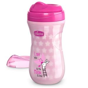 imageChicco Glow in the Dark DoubleWall Insulated Sippy Cup with BiteProof Rim Spout and SpillFree Lid 9oz TopRack Dishwasher Safe  Easy to Hold with Ergonomic Indents  Blue 12 monthsPink