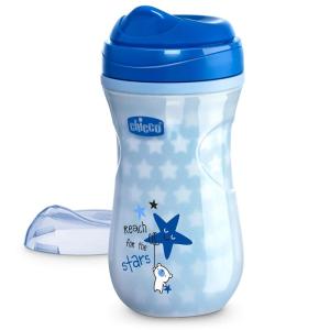 imageChicco Glow in the Dark DoubleWall Insulated Sippy Cup with BiteProof Rim Spout and SpillFree Lid 9oz TopRack Dishwasher Safe  Easy to Hold with Ergonomic Indents  Blue 12 monthsBlue