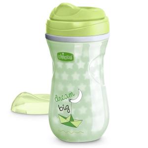 imageChicco Glow in the Dark DoubleWall Insulated Sippy Cup with BiteProof Rim Spout and SpillFree Lid 9oz TopRack Dishwasher Safe  Easy to Hold with Ergonomic Indents  Blue 12 monthsGreen