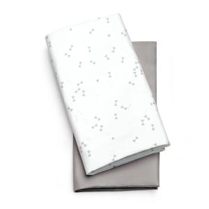 imageChicco LullaGo Bassinet Sheets  White 2Pack  WhiteGrey Triangle