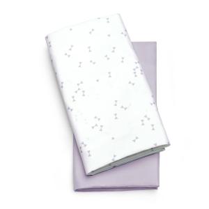 imageChicco LullaGo Bassinet Sheets  White 2Pack  WhiteLavender Triangle
