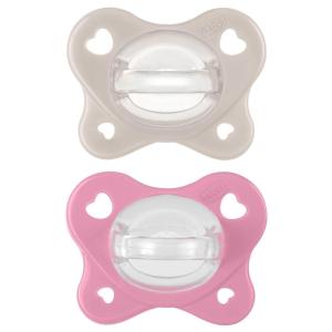 imageChicco PhysioForma 100 Soft Silicone Mini One Piece Pacifier for Babies 02 Months  BPA ampamp Latex Free  Reusable Sterilizing Case  Pink 2pkGreyDusty Rose Two Pack