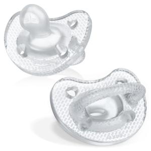 imageChicco PhysioForma 100 Soft Silicone One Piece Pacifier for Babies 616 Months  BPA ampamp Latex Free  Reusable Case  BlueGreen 2pkCrystal Two Pack