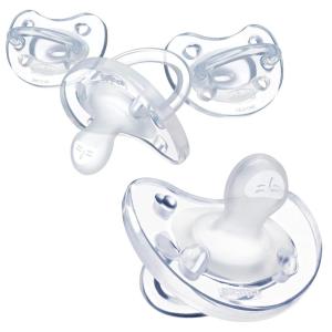 imageChicco PhysioForma 100 Soft Silicone One Piece Pacifier for Babies Aged 06 Months  BPA ampamp Latex Free  Reusable Sterilizing Case  Clear 4pkClear Four Pack