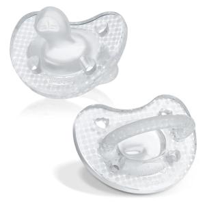 imageChicco PhysioForma 100 Soft Silicone One Piece Pacifier for Babies Aged 06 Months  BPA ampamp Latex Free  Reusable Sterilizing Case  Clear 4pkCrystal Two Pack