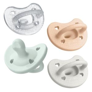 imageChicco PhysioForma Luxe Silicone One Piece Pacifier for Babies Aged 06m  Fashion Textured Shield  BPA ampamp Latex Free Reusable Sterilizing Case Blush 2pkMulticolor 4 pack