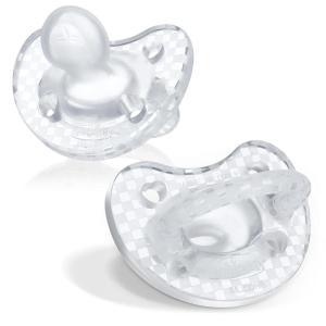 imageChicco PhysioForma Luxe Silicone One Piece Pacifier for Babies Aged 1624m  Fashion Textured Shield  BPA ampamp Latex Free  Reusable Sterilizing Case  Crystal 2pkCrystal Two Pack
