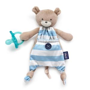 imageChicco Pocket Buddies Soft Pacifier HolderLovey Soothing Plush Toy Animal 0m Pink BunnyBlue