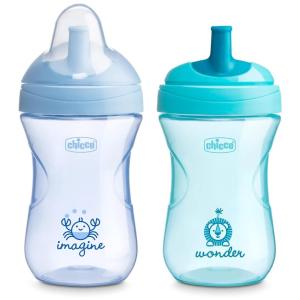 imageChicco Sport Spout Trainer with SemiFirm BiteResistant Spout and SpillFree Lid 9oz  TopRack Dishwasher Safe  Easy to Hold with Ergonomic Indents  Pale BlueTeal 2pk  9 monthsPale BlueTeal