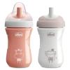 imageChicco Sport Spout Trainer with SemiFirm BiteResistant Spout and SpillFree Lid 9oz  TopRack Dishwasher Safe  Easy to Hold with Ergonomic Indents  CoralGrey 2pk  9 months