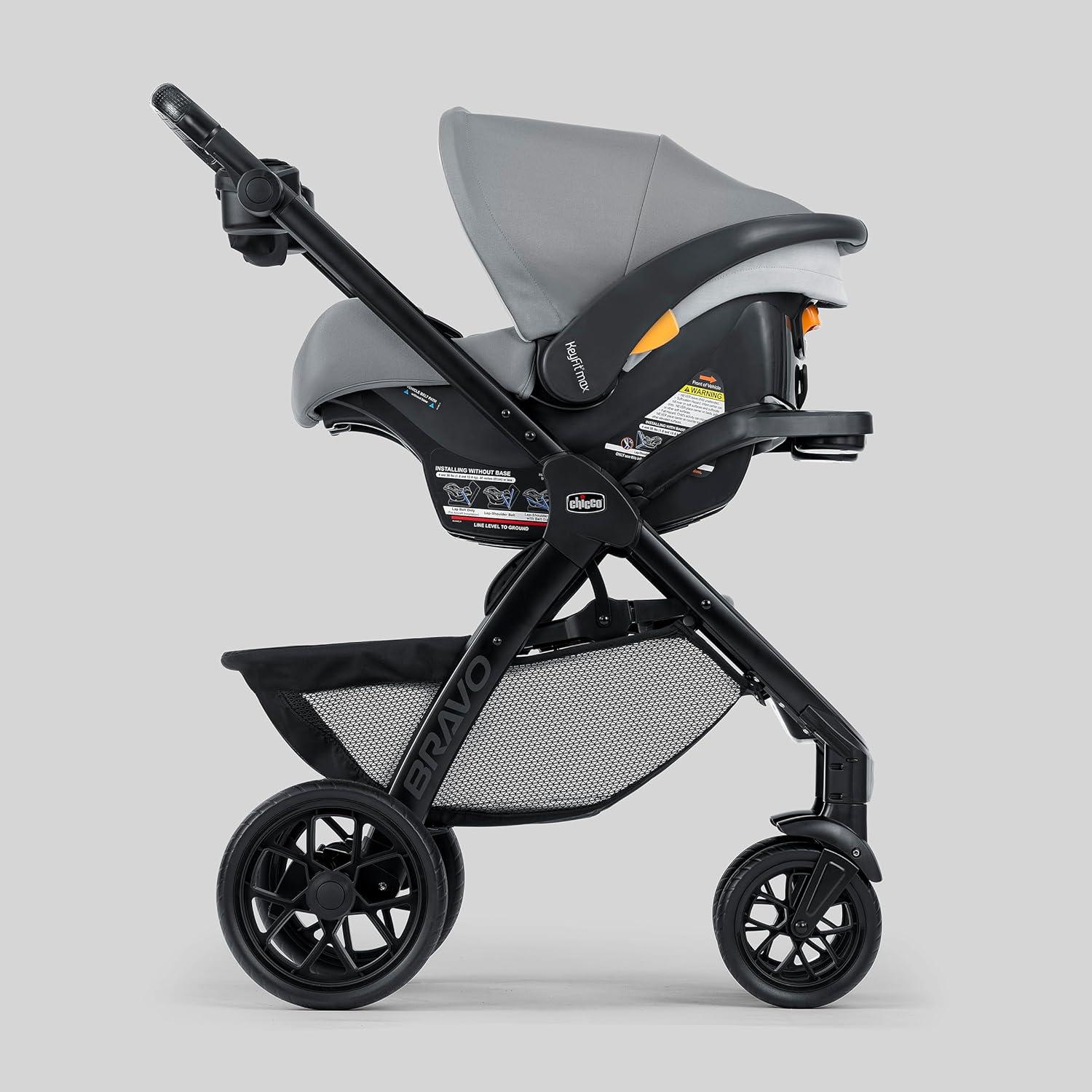 imageChicco Bravo Primo ClearTex Trio Travel System Bravo Primo QuickFold Stroller with Chicco KeyFit Max Zip ClearTex Infant Car Seat Car Seat and Stroller Combo  SomersetBlackAtlas