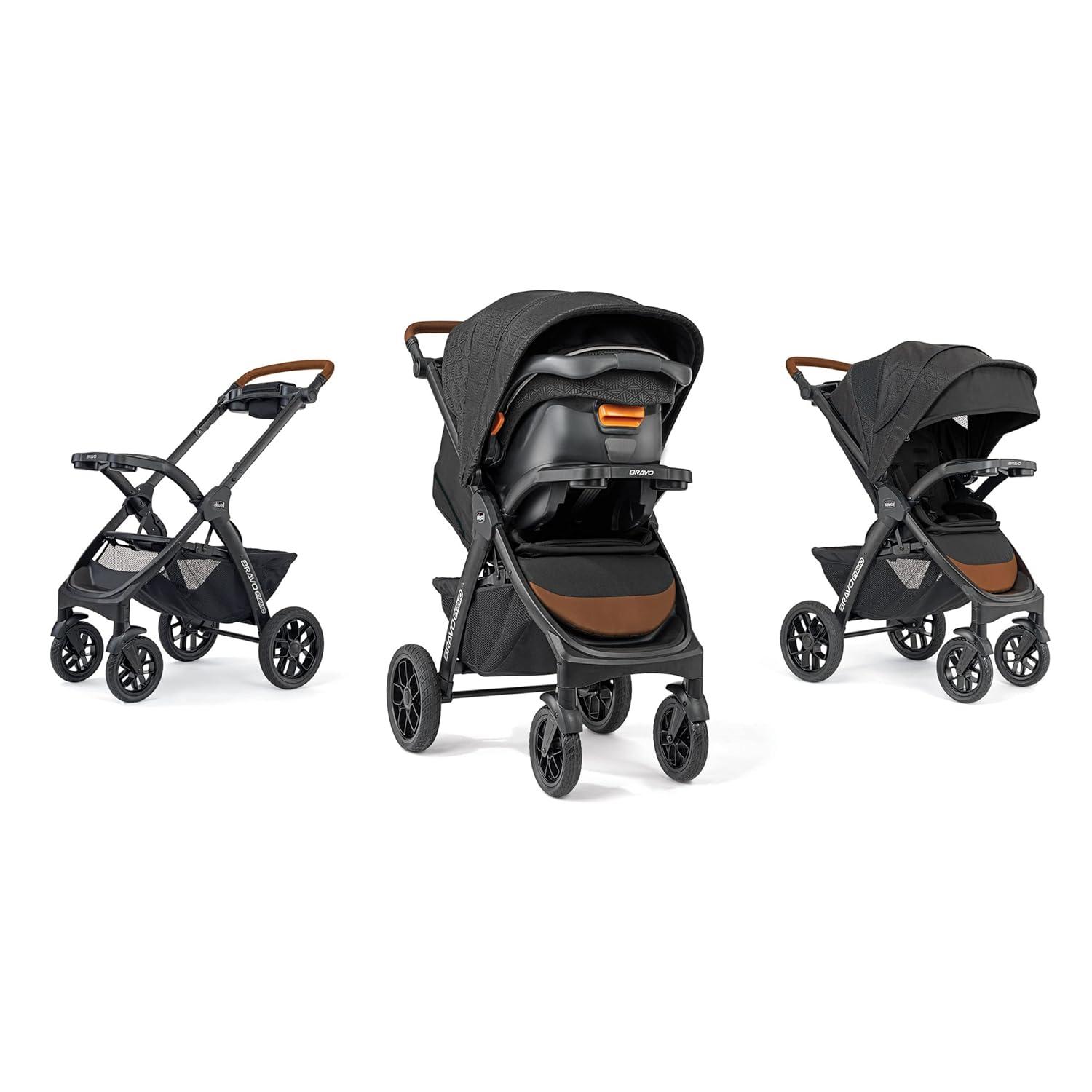 imageChicco Bravo Primo ClearTex Trio Travel System Bravo Primo QuickFold Stroller with Chicco KeyFit Max Zip ClearTex Infant Car Seat Car Seat and Stroller Combo  SomersetBlackSpringhill