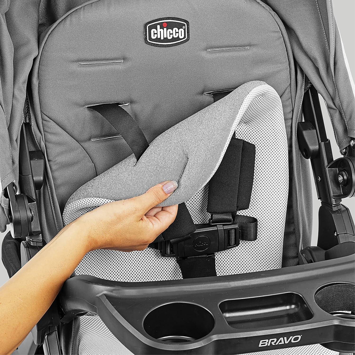 imageChicco Bravo Primo ClearTex Trio Travel System Bravo Primo QuickFold Stroller with Chicco KeyFit Max Zip ClearTex Infant Car Seat Car Seat and Stroller Combo  SomersetBlackDriftwood