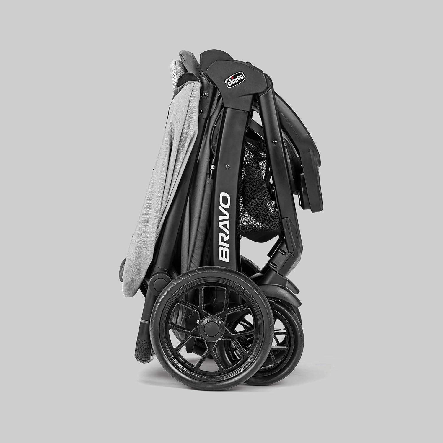 imageChicco Bravo Primo ClearTex Trio Travel System Bravo Primo QuickFold Stroller with Chicco KeyFit Max Zip ClearTex Infant Car Seat Car Seat and Stroller Combo  SomersetBlackDriftwood
