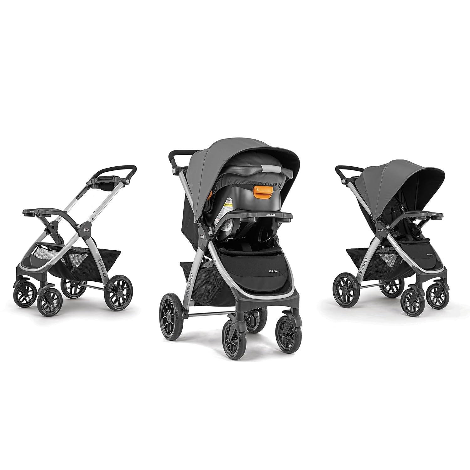 imageChicco Bravo Primo ClearTex Trio Travel System Bravo Primo QuickFold Stroller with Chicco KeyFit Max Zip ClearTex Infant Car Seat Car Seat and Stroller Combo  SomersetBlackCamden