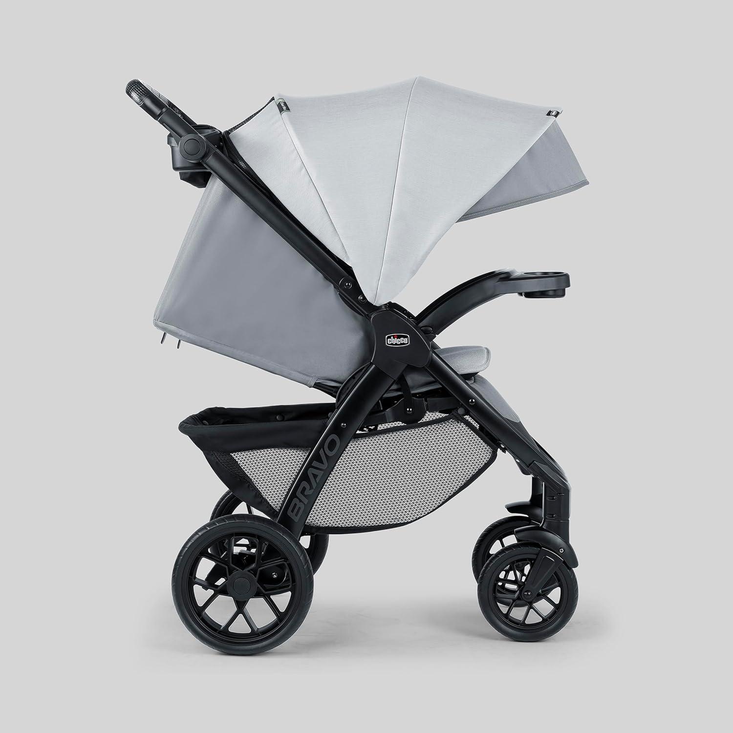 imageChicco Bravo Primo ClearTex Trio Travel System Bravo Primo QuickFold Stroller with Chicco KeyFit Max Zip ClearTex Infant Car Seat Car Seat and Stroller Combo  SomersetBlackAtlas