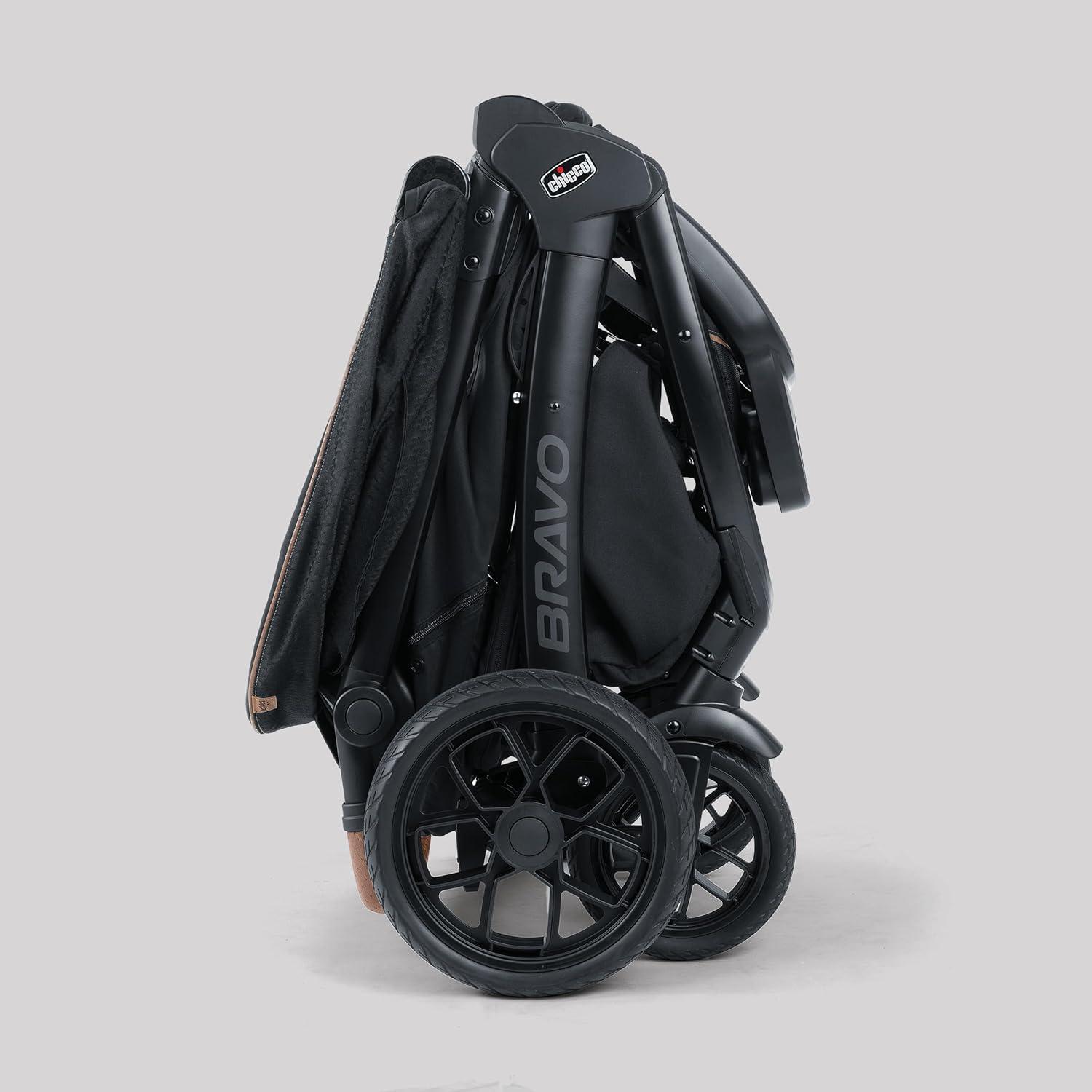 imageChicco Bravo Primo ClearTex Trio Travel System Bravo Primo QuickFold Stroller with Chicco KeyFit Max Zip ClearTex Infant Car Seat Car Seat and Stroller Combo  SomersetBlackSomerset