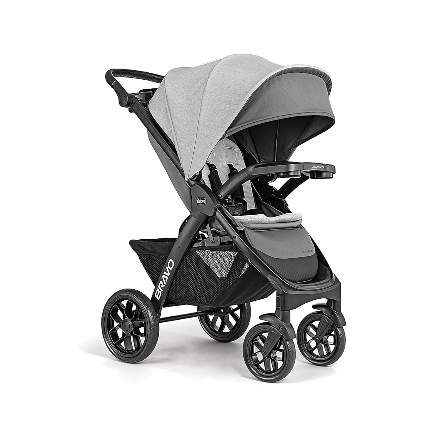 imageChicco Bravo Primo ClearTex Trio Travel System Bravo Primo QuickFold Stroller with Chicco KeyFit Max Zip ClearTex Infant Car Seat Car Seat and Stroller Combo  SomersetBlackDriftwood