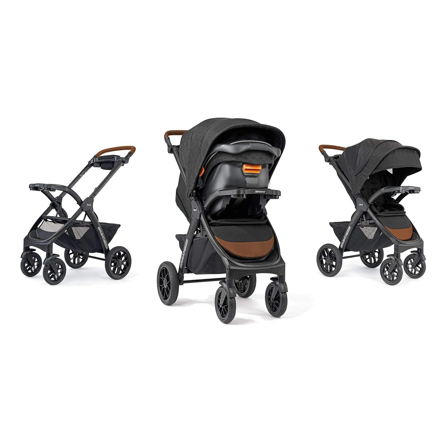 imageChicco Bravo Primo ClearTex Trio Travel System Bravo Primo QuickFold Stroller with Chicco KeyFit Max Zip ClearTex Infant Car Seat Car Seat and Stroller Combo  SomersetBlackSpringhill