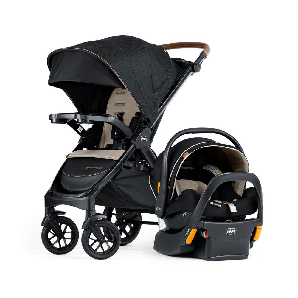 imageChicco Bravo Primo ClearTex Trio Travel System Bravo Primo QuickFold Stroller with Chicco KeyFit Max Zip ClearTex Infant Car Seat Car Seat and Stroller Combo  SomersetBlackSomerset