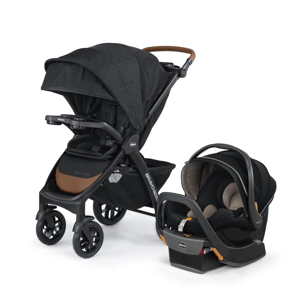 imageChicco Bravo Primo ClearTex Trio Travel System Bravo Primo QuickFold Stroller with Chicco KeyFit Max Zip ClearTex Infant Car Seat Car Seat and Stroller Combo  SomersetBlackSpringhill