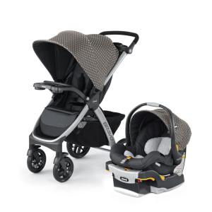 imageChicco Bravo Primo ClearTex Trio Travel System Bravo Primo QuickFold Stroller with Chicco KeyFit Max Zip ClearTex Infant Car Seat Car Seat and Stroller Combo  SomersetBlackCalla