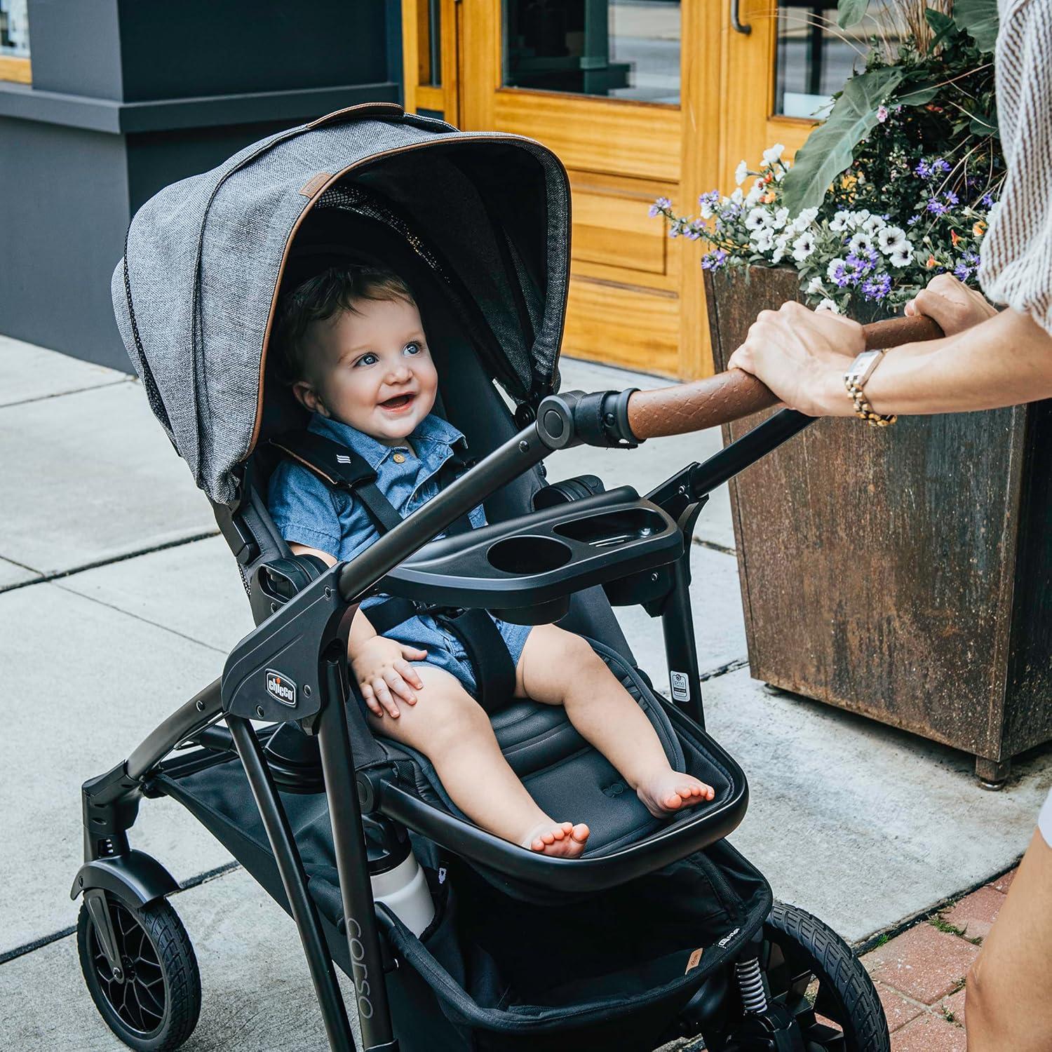 imageChicco Corso Primo Modular QuickFold Stroller with Infant Car Seat Adapter for Newborns and Toddlers  SummitGrey