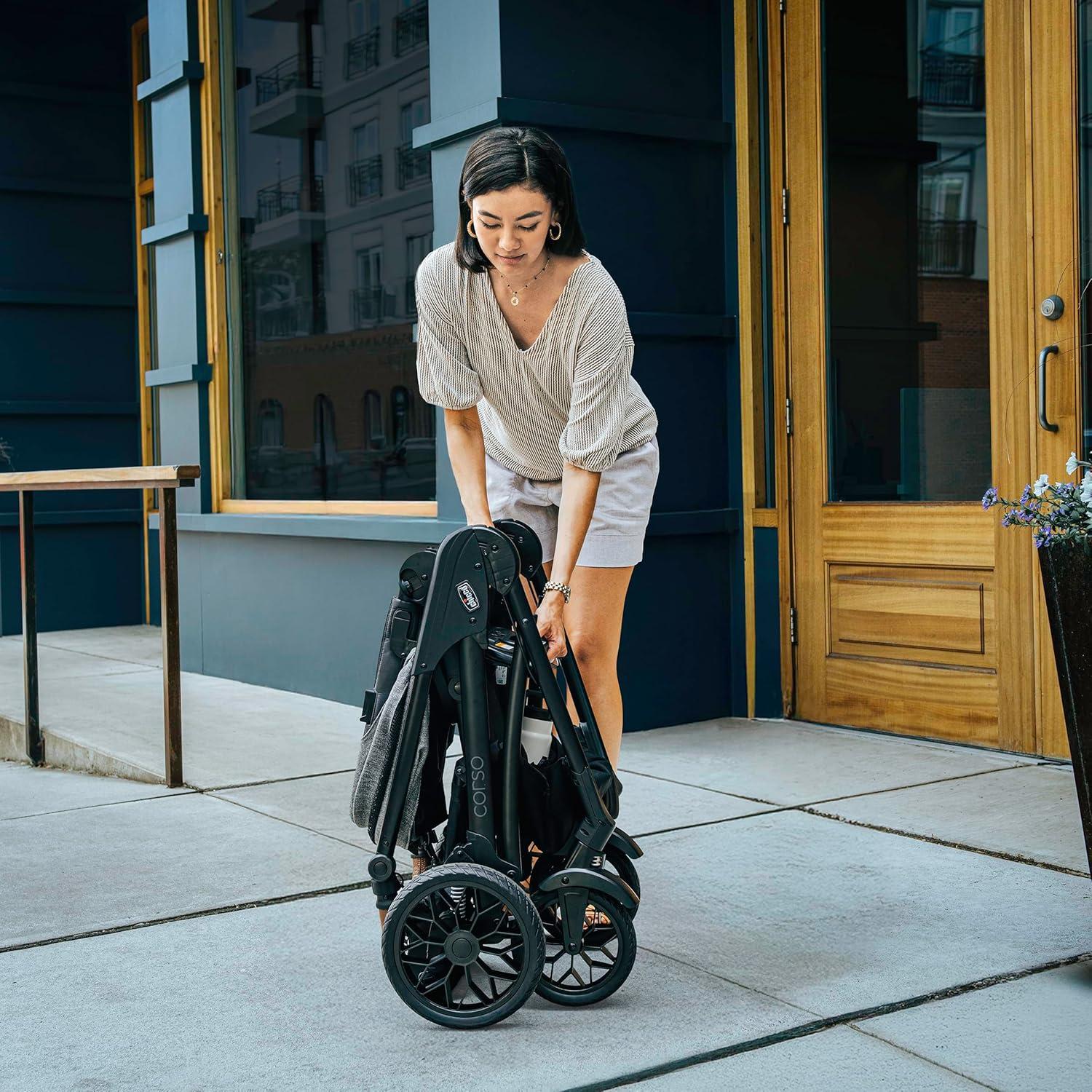 imageChicco Corso Primo Modular QuickFold Stroller with Infant Car Seat Adapter for Newborns and Toddlers  SummitGrey