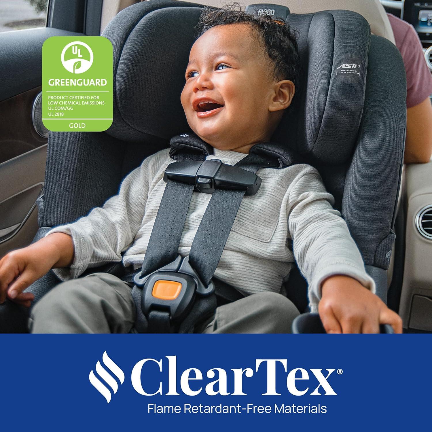 imageChicco Fit360 ClearTex Rotating Convertible Car Seat with 360 Degree Rotation for RearFacing and ForwardFacing LeverLock SelfTensioning Lock System  ObsidianBlackCarbon