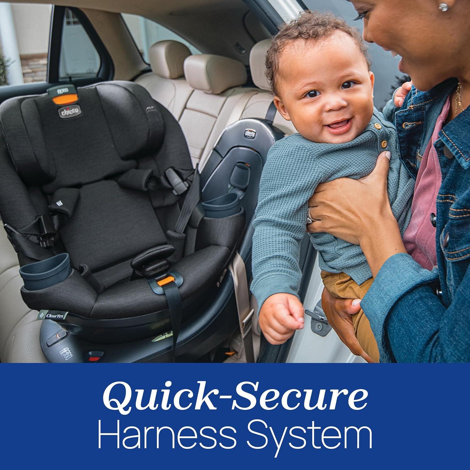 imageChicco Fit360 ClearTex Rotating Convertible Car Seat with 360 Degree Rotation for RearFacing and ForwardFacing LeverLock SelfTensioning Lock System  ObsidianBlackCarbon