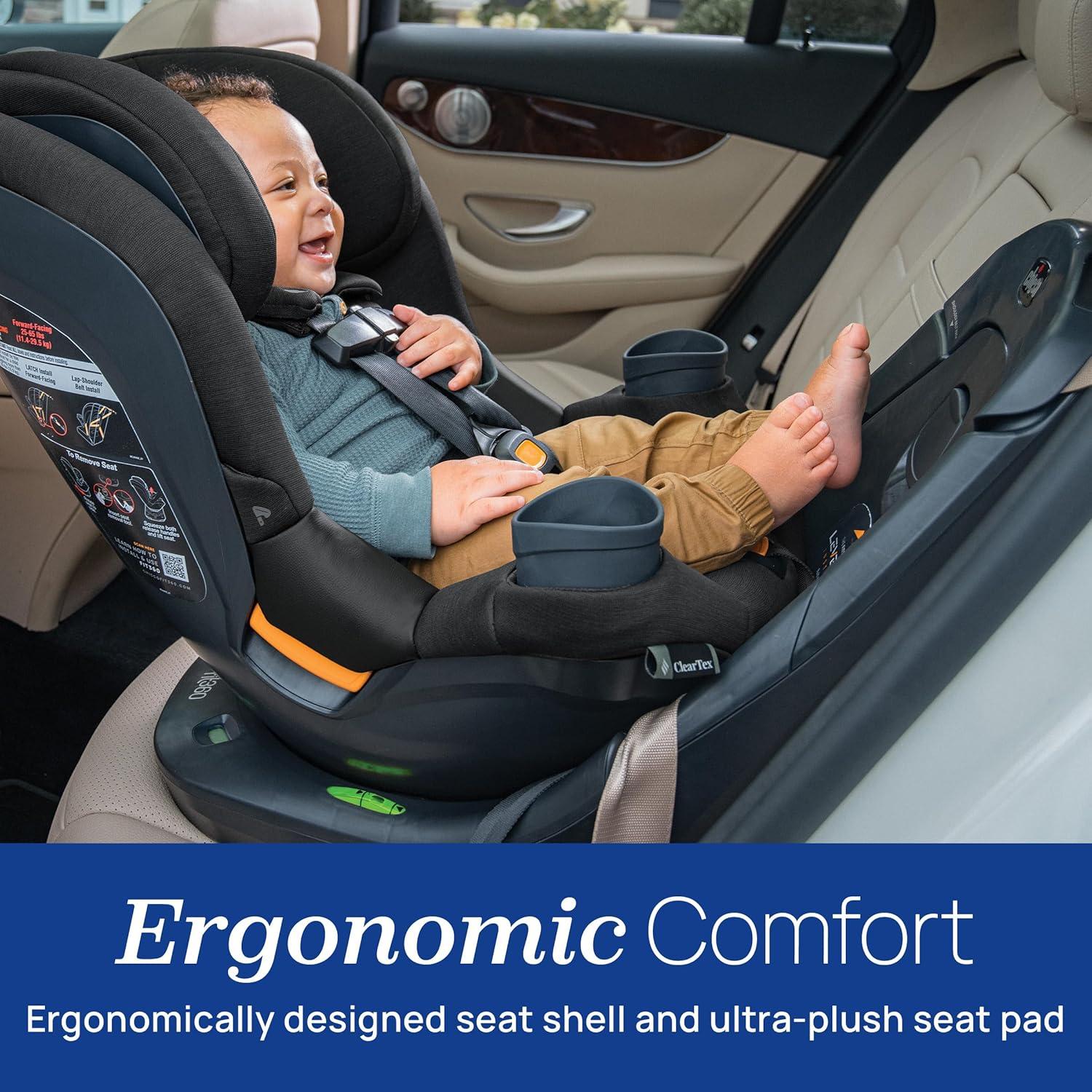 imageChicco Fit360 ClearTex Rotating Convertible Car Seat with 360 Degree Rotation for RearFacing and ForwardFacing LeverLock SelfTensioning Lock System  ObsidianBlackCarbon