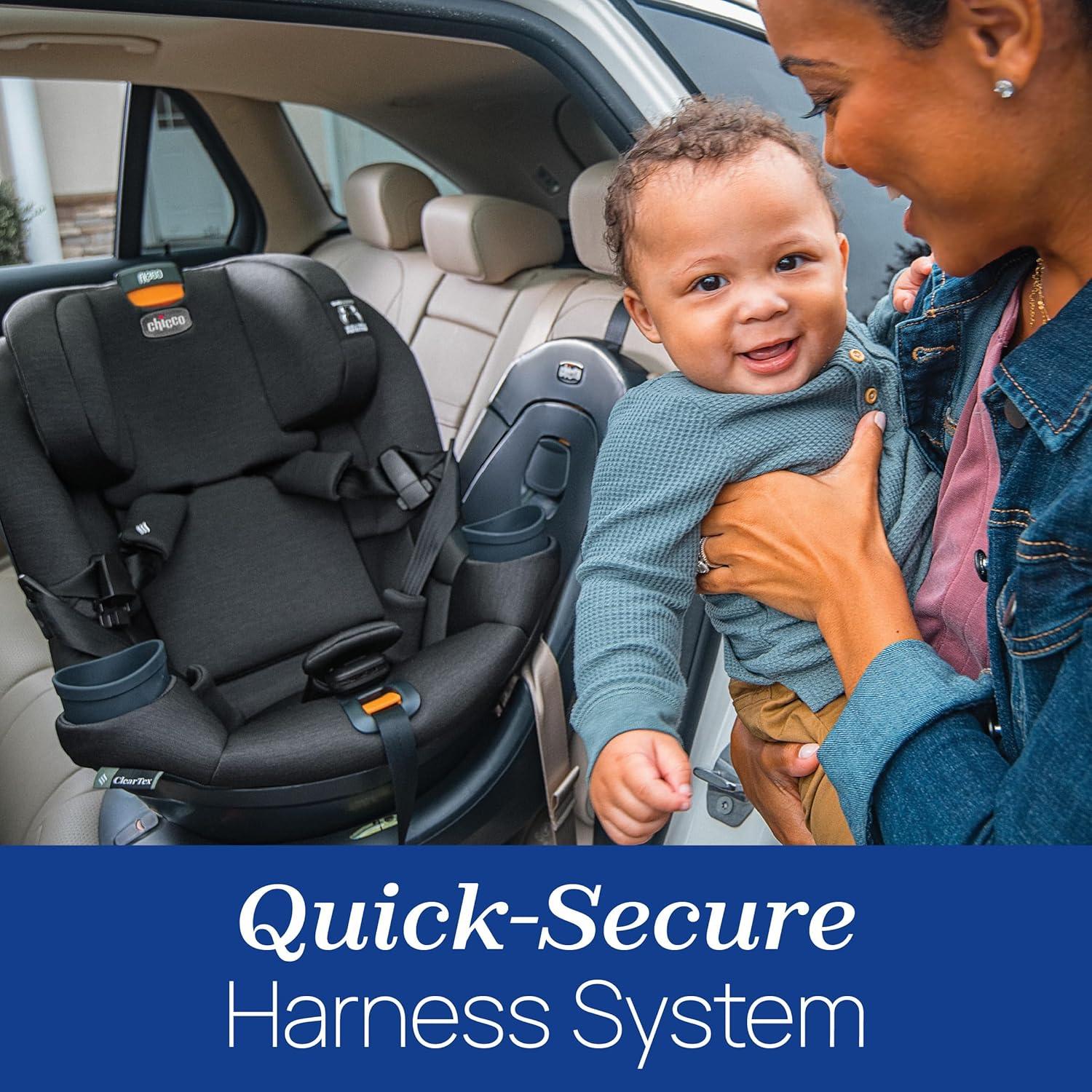 imageChicco Fit360 ClearTex Rotating Convertible Car Seat with 360 Degree Rotation for RearFacing and ForwardFacing LeverLock SelfTensioning Lock System  ObsidianBlackBlack