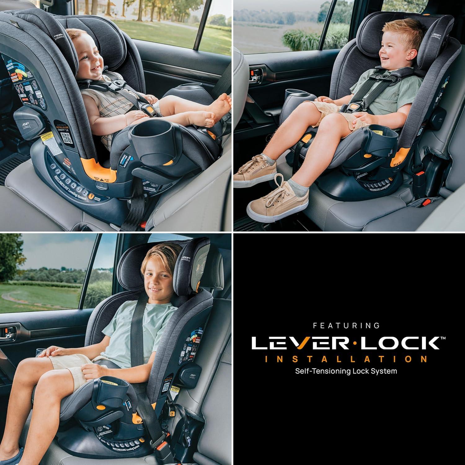 imageChicco OneFit Max ClearTex AllinOne Car Seat with LeverLock Installation Slim Design Convertible Car Seat Seat for Infants and Children 5100 lbs  EnergyBlackEbony