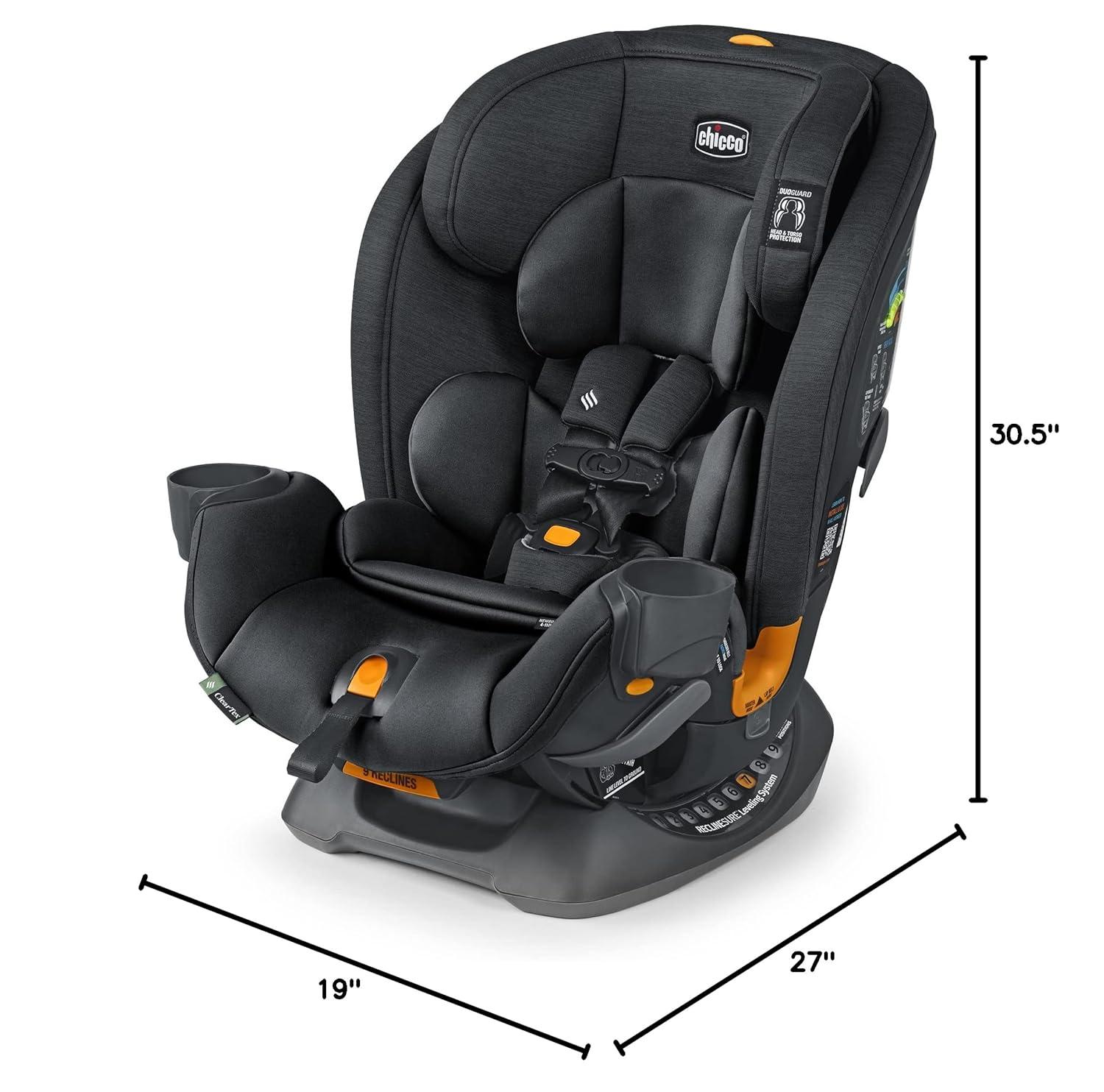 imageChicco OneFit Max ClearTex AllinOne Car Seat with LeverLock Installation Slim Design Convertible Car Seat Seat for Infants and Children 5100 lbs  EnergyBlackObsidian
