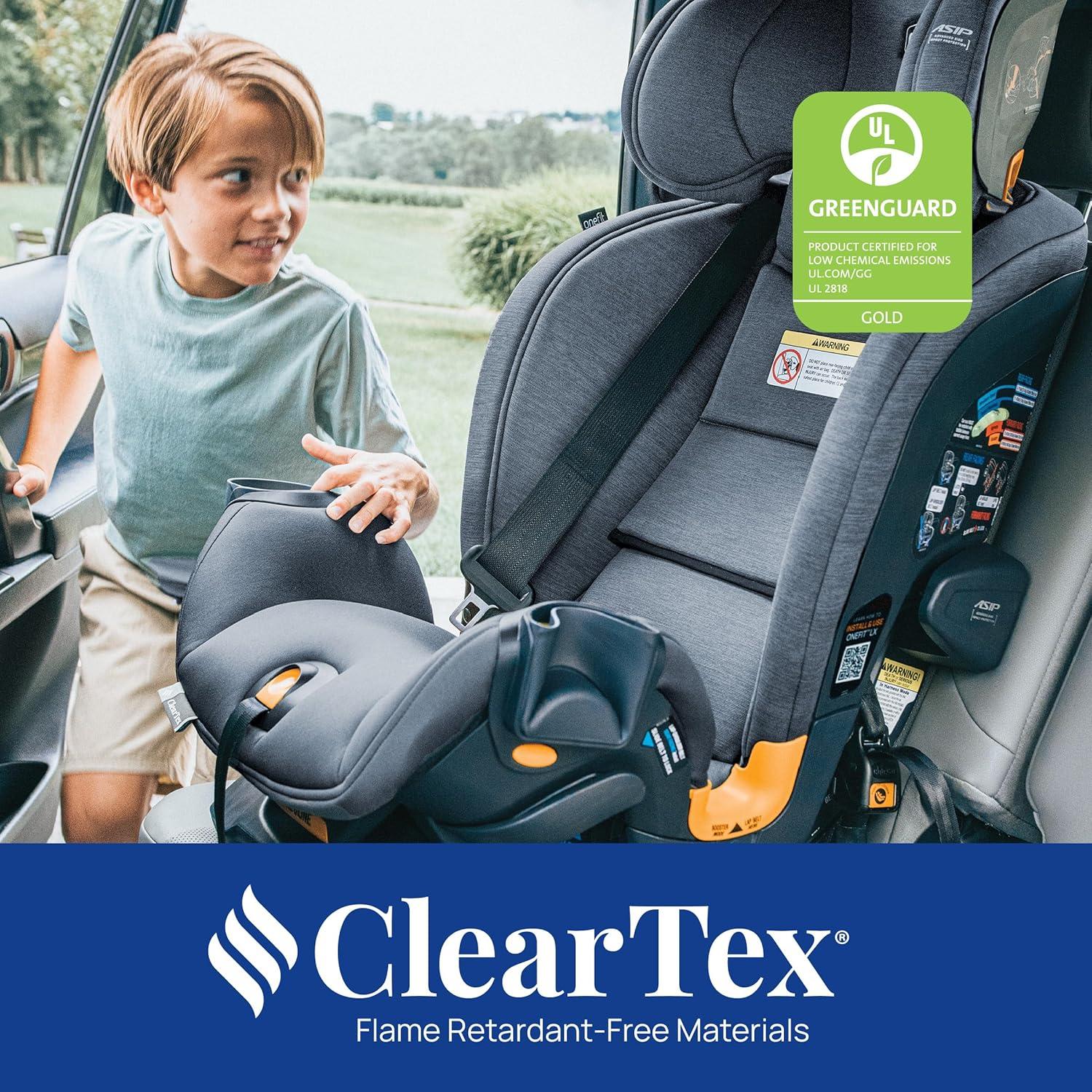 imageChicco OneFit Max ClearTex AllinOne Car Seat with LeverLock Installation Slim Design Convertible Car Seat Seat for Infants and Children 5100 lbs  EnergyBlackEbony